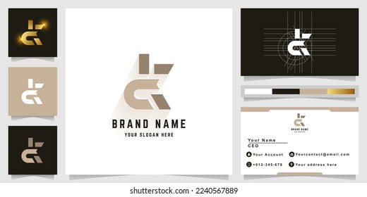 Letter ck or dk monogram logo with business card design