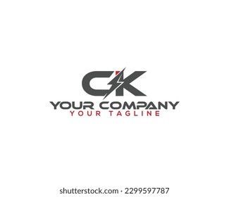 Concepto de diseño de logotipo eléctrico CK. Ilustración de vectores modernos de energía, energía, flash y relámpago.
