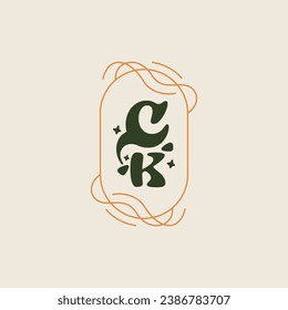 letter CK Elegant wedding alphabet. Typography luxury classic lettering serif fonts decorative logo vintage retro concept.