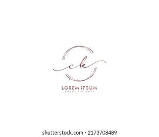 Letter CK Initial handwriting logo with signature and hand drawn style.