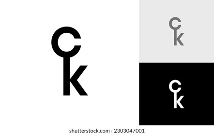 Letter CK initial monogram with key shape logo design