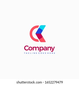 letter ck initial vector design template