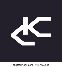 Ilustración del vector de diseño de logotipo CK O KC de la letra.