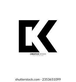 Letra Ck o Kc con forma moderna espacio negativo creativo abstracto logotipo monograma único