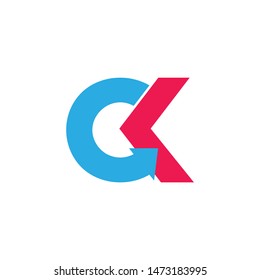 letter ck linked arrow simple logo vector