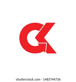 letter ck linked arrow simple logo vector