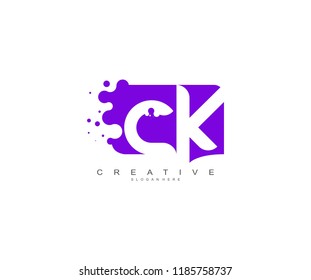 Letter CK Logo Design Vector with Abstract Square Shape Dots