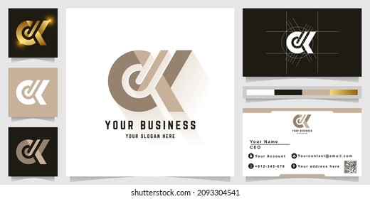 Logotipo de monograma CK o OK con diseño de tarjeta de visita
