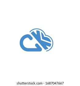 letter ck shaped cloud logo, Blue Cloud Tech Logo Vector
