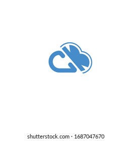 letter ck shaped cloud logo, Blue Cloud Tech Logo Vector