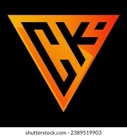Diseño del logotipo de triángulo de la letra CK