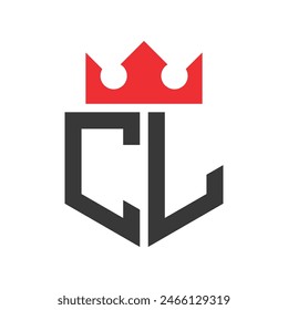 Letter CL Crown Logo. Crown on Letter CL Logo Design Template