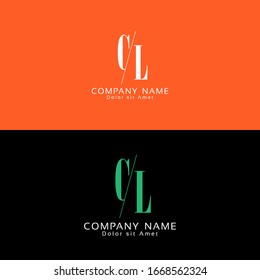 Letter CL with cuts abstract alphabet, font, text, typography