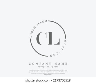Letter CL Initial handwriting logo with signature and hand drawn style.
