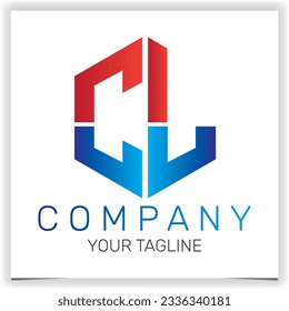 letra CL logotipo hexágono inicial icono premium plantilla elegante vectores eps 10