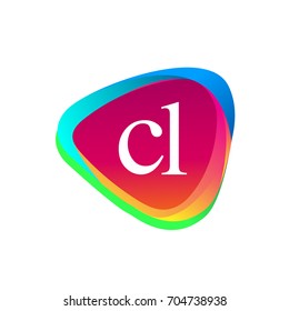 Letter CL logo in triangle shape and colorful background, letter combination logo design for company identity.