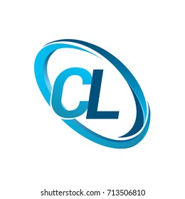 letter CL logotype design for company name colored blue swoosh. vector logo for business and company identity.