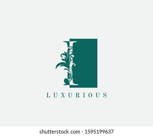 I Letter Classic Vintage Logo. Luxury I Swirl Logo Icon