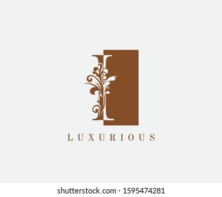 I Letter Classic Vintage Logo. Luxury I Swirl Square Logo Icon