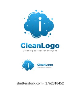 letter I clean wash water bubbles symbol logo vector
