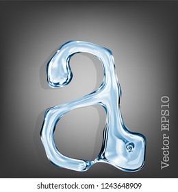 Letter a from clear transparent bluish water droplets. Vector EPS 10.