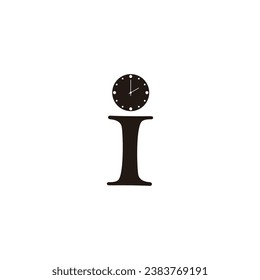 Letter i clock, geometric symbol simple logo vector