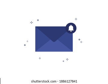 Una carta en un sobre cercano enviada por correo. Notificación sobre el mensaje. Enviar al correo electrónico. Azul. Icono de diseño plano. Eps 10