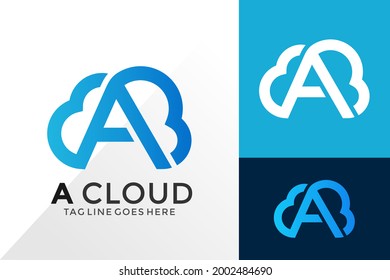 Diseño de logotipo de nube de carta A, logotipos de identidad de marca Diseños Plantilla de iluminación vectorial