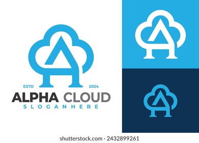 Letter A Cloud Monogram Logo design vector symbol icon illustration
