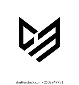 Letter Cm with creative wolf head shape modern logo