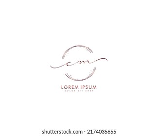 Letter CM Initial handwriting logo with signature and hand drawn style.