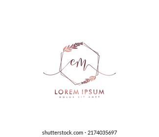 Letter CM Initial handwriting logo with signature and hand drawn style.