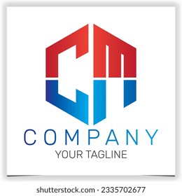 letra CM logotipo hexágono inicial icono premium plantilla elegante vectores eps 10