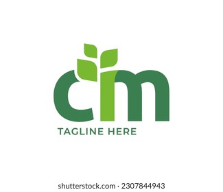 Letter CM leaf nature logo
