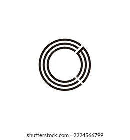 Letra líneas Cm, símbolo geométrico circular simple vector de logotipo