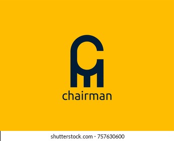 letter CM logo. abstract chair furniture design concept. creative apps template logo vector illustration