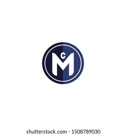 Letter CM logo with Coin shape icon design company. CM logo illustration vector template.