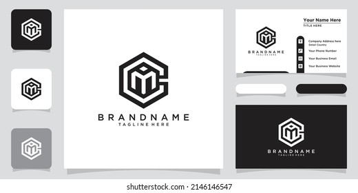 Letter CM logo design vector template with business card design
