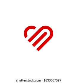 letter cm logo initial with love concept