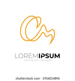 Letter CM logo with line design template, simple icon