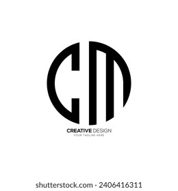 Letter Cm or Mc with unique circle shape creative monogram alphabet logo