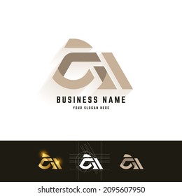 Letter am or cm monogram logo with grid method design