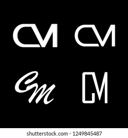 Letter CM Set Idea Black In White Creative Abstract Business Logo