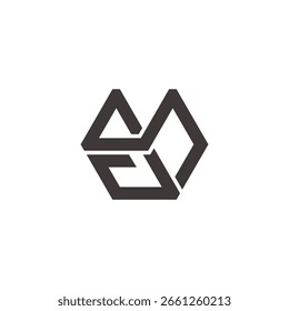letter cm simple geometric hexagonal linear logo vector 