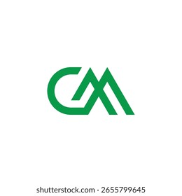 Letra CM Triángulos simples Vector con logo verde montaña 