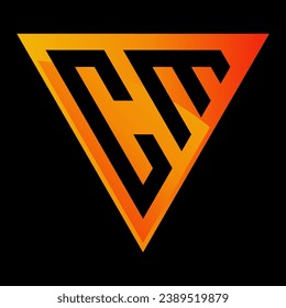Diseño de logotipo de triángulo de la letra CM