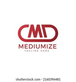 Letter CMD simple logo design in oval line shape for brand identity, bussines, and personal logo