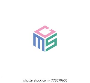 Letter CMS Logo. Hexagon Logo