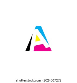 Letter A with CMYK Color Logo Vector 001