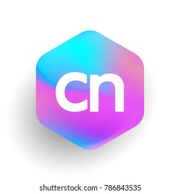 Letter CN logo in hexagon shape and colorful background, letter combination logo design for business and company identity.
